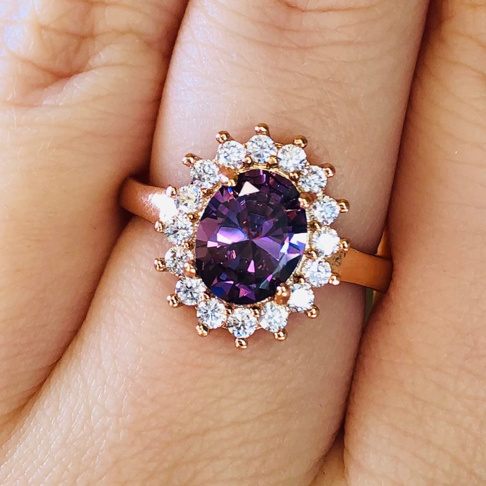 Rose Gold Amethyst  Ring in Sterling Silver - Picture 2 of 2